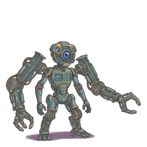 The Setter, a navy and gold robot with a pencil antenna and bow tie.